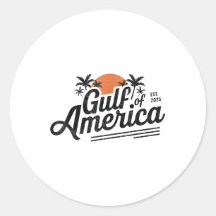 Sticker Rond Retro Vintage Gulf Of Us America 2025 American Fla