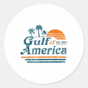Sticker Rond Retro Vintage Gulf Of Us America 2025 American Fla