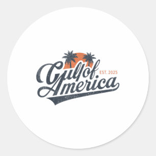 Sticker Rond Retro Vintage Gulf Of Us America 2025 American Fla