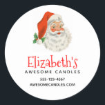 Sticker Rond Retro Vintage Jolly Santa Claus Christmas Biz<br><div class="desc">Autocollants d'affaires avec une photo festive rétro. Le vieux Père Noël Jolly avec ses joues rousses et son sourire chaleureux et amical. Un peu de nostalgie de l'ancienne école pour les vieux temps,  cette image rappelle les souvenirs des célébrations du passé de Noël.</div>