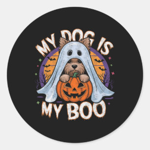 Sticker Rond Retro Vintage Mon Chien Est Mon Chien Fantôme Hall