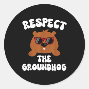Sticker Rond Rétro Vintage Respectez La Fête De La Marmotte Drô