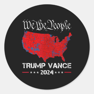Sticker Rond Retro Vintage Trump Vance 2024 Nous Le Peuple Élec