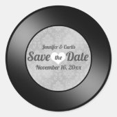 Sticker Rond Retro Vinyl Enregistrement Mariage Enregistrer la  (Devant)