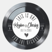 Sticker Rond Retro Vinyl Record Mariage de musique noir et blan (Devant)