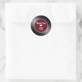 Sticker Rond Retro Vinyl Record Vin Rouge Mariage Merci (Sac)