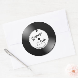 Sticker Rond Retro Vinyl Record Wedding
