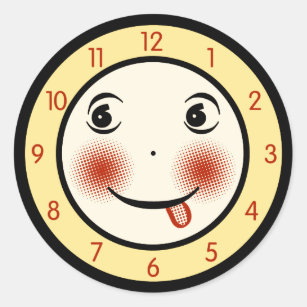 Sticker Rond Rétro visage d'horloge maladroit