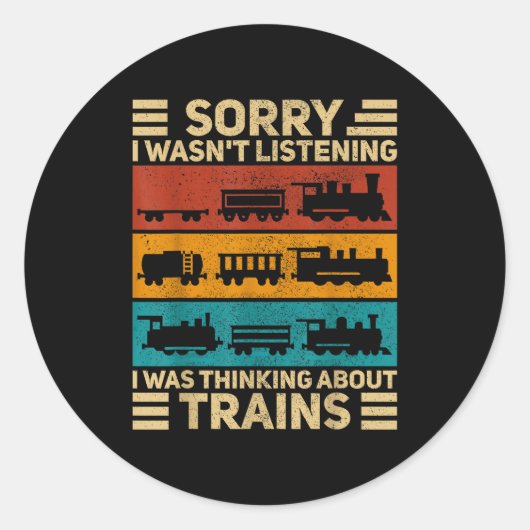 Sticker Rond Retro Wagon Train Lover Model Railroad Conductor F (Devant)