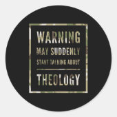 Sticker Rond Retro Warning May Suddenly Start Talking About Red (Devant)