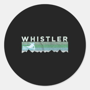Sticker Rond Retro Whistler Bc Canada Skiing en détresse 