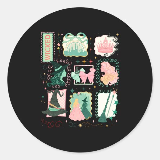 Sticker Rond Retro Wicked Stamps Christmas Vibes Clothing Long  (Devant)