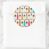 Sticker Rond Rétro wine bottles and glasses (Sac)