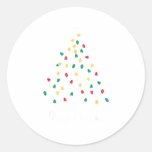 Sticker Rond Retro Xmas Merry Christmas Tree Lights (Devant)