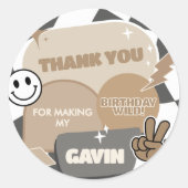 Sticker Rond Retro Young Wild et Three Birday Party (Devant)