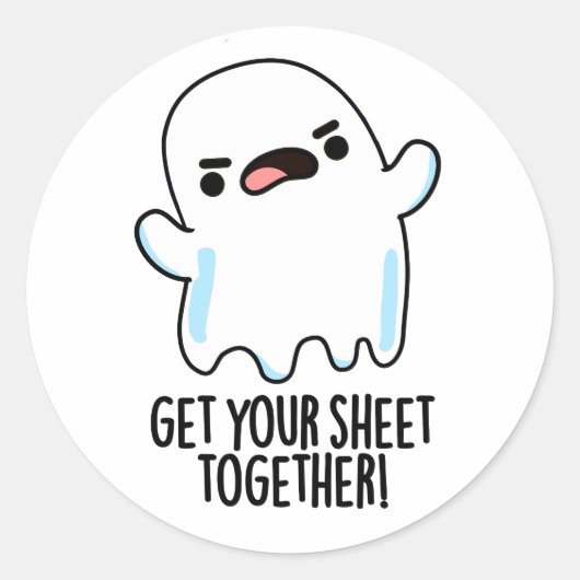 Sticker Rond Retrouvez votre feuille ensemble Funny Ghost Pun (Devant)