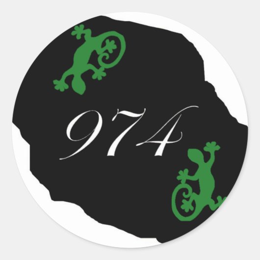 Sticker Rond Réunion 974 - margouillat (Devant)