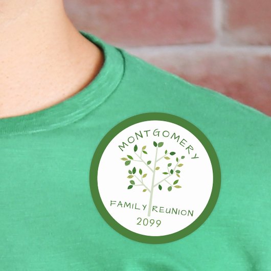Sticker Rond Réunion de famille Arbre généalogique Vert Commémo