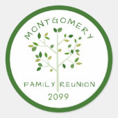Sticker Rond Réunion de famille Arbre généalogique Vert Commémo (Devant)