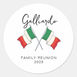Sticker Rond Réunion de famille au drapeau italien 
