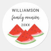 Sticker Rond Réunion de famille de la pastèque rouge (Devant)