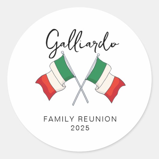 Sticker Rond Réunion de famille du drapeau italien  (Devant)