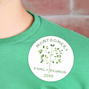 Sticker Rond Réunion de famille Nom Année Arbre vert