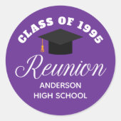 Sticker Rond Réunion du lycée violet fête personnalisée (Devant)