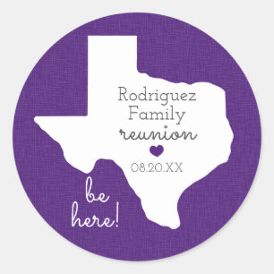 Sticker Rond Réunion familiale de l'État pourpre du Texas