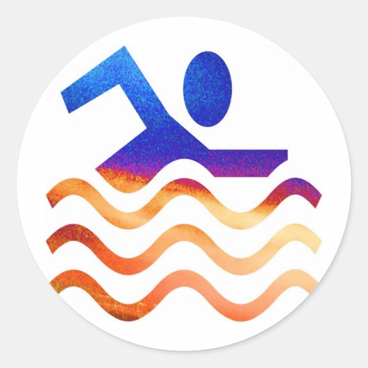 Sticker Rond Réussite de natation - esprit Cool en temps chaud (Devant)