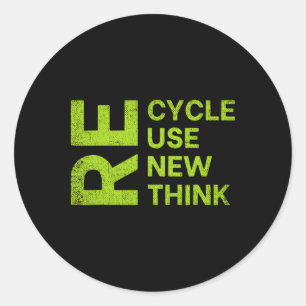 Sticker Rond Réutiliser le cycle Pensez à la journée de la Terr