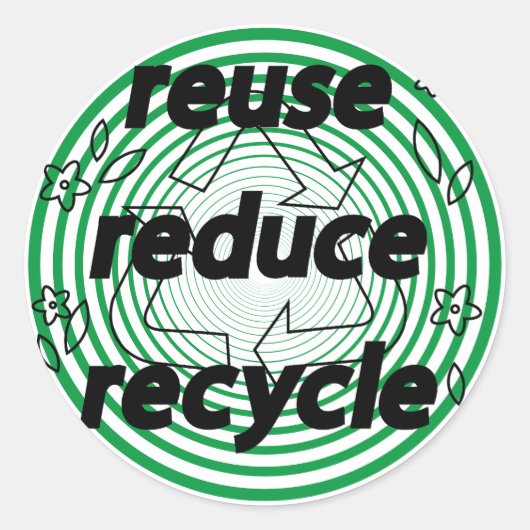 Sticker Rond Réutiliser Réduire la recyclage Vert & Blanc (Devant)