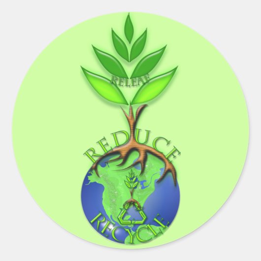 Sticker Rond Réutiliser Réduire l'arbre de récupération Globe t (Devant)