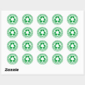Sticker Rond Réutiliser, réduire, recycler le symbole vert (Feuille)