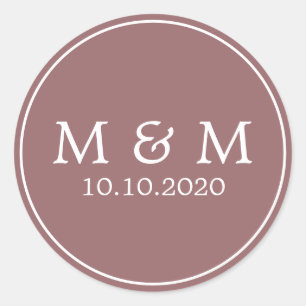Sticker Rond Rêve d'automne Monogramme classique Mariage