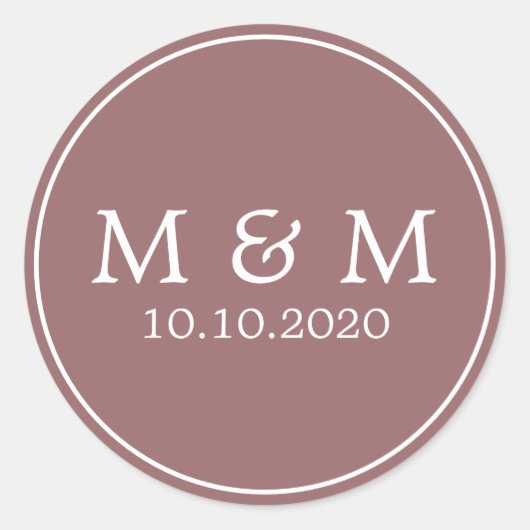 Sticker Rond Rêve d'automne | Monogramme classique Mariage (Devant)
