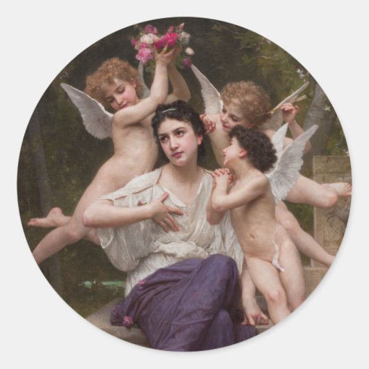 Sticker Rond Rêve de Printemps par Bouguereau (Devant)