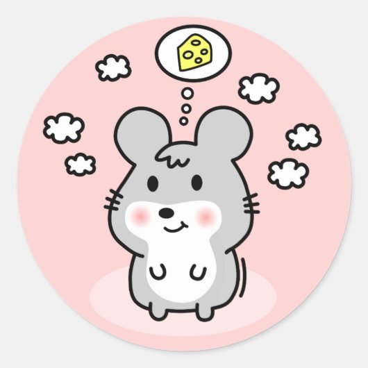 Sticker Rond rêve de souris mignon (Devant)