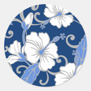 STICKER ROND RÊVE POLYNÉSIENNE (BLEU)