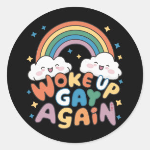 Sticker Rond Réveillé Gay de nouveau LGBT Pride Mois Super