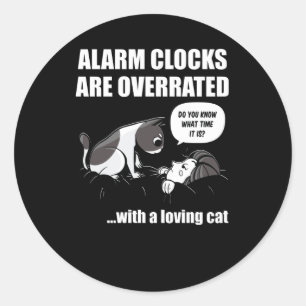Sticker Rond Réveillez-vous le chat