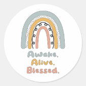 Sticker Rond Réveillez-vous, vivant, bénie motivation boho arc  (Devant)