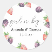 Sticker Rond Révélation de genre Berries. Fille ou garçon (Devant)