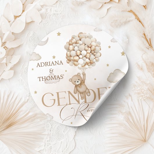 Sticker Rond Révélation de genre de l'ours en peluche