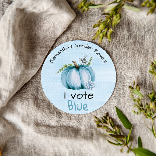 Sticker Rond Révélation de genre Je vote Baby shower Citrouille