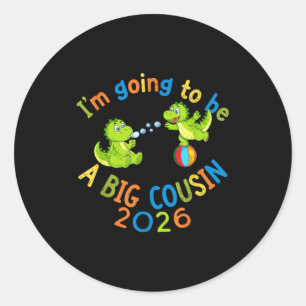 Sticker Rond Révélation de grossesse du grand cousin dinosaure