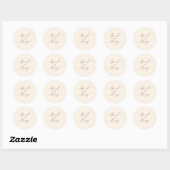 Sticker Rond Révélation de sexe de script minimal simple beige (Feuille)