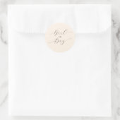Sticker Rond Révélation de sexe de script minimal simple beige (Sac)