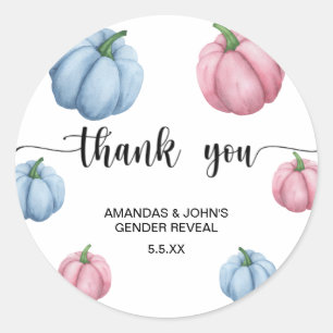 Sticker Rond Révélation du sexe de bébé Citrouille aquarelle me