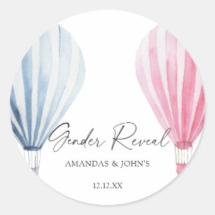 Sticker Rond Révélation du sexe par ballons en aquarelle